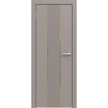 Дверь межкомнатная Эмаль Line-4 (Капучино/ Золотой молдинг)